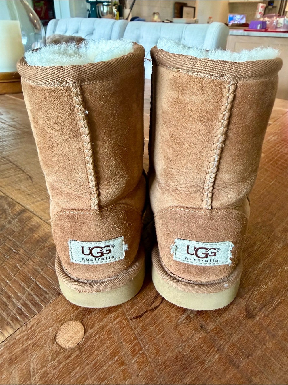 UGG Kids Classic II Tan Suede Shearling-Lined Boots - Picture 2 of 5